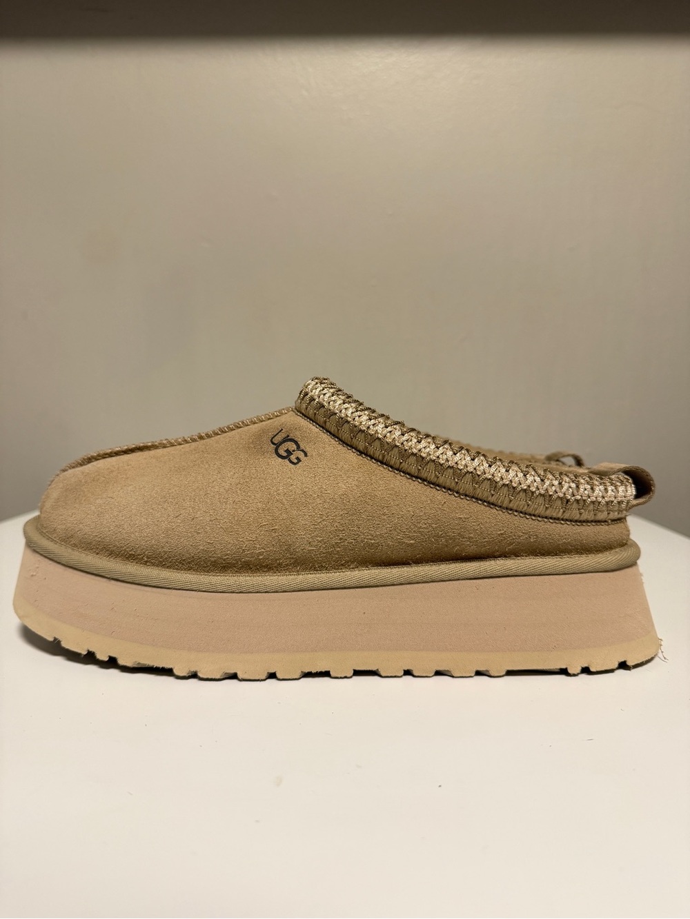 UGG Sand Suede Platform Mule Slippers